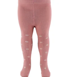 Minymo Strømpebukser - 2-pak - Ash Rose m. Blomster