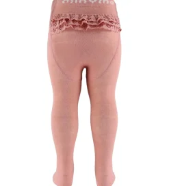 Minymo Strømpebukser m. Blonder - Rose Cloud