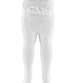 Minymo Strømpebukser m. Blonder - Hvid