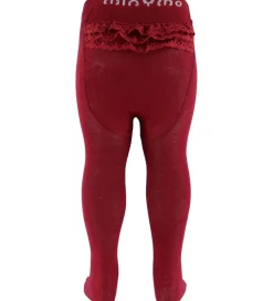 Minymo Strømpebukser m. Blonder - Rio Red