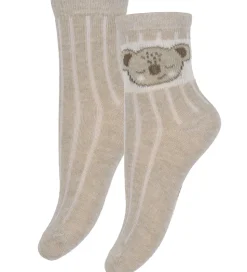 Minymo Strømper - 2-pak - Silver Mink m. Print