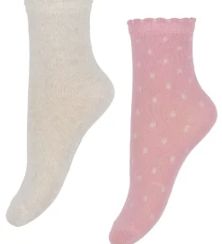 Minymo Strømper - 5-pak - Wild Rose/Lilla/Hvid m. Prikker