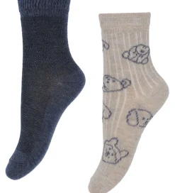 Minymo Strømper - 7-pak- Blue Nights/Beige m. Mønster