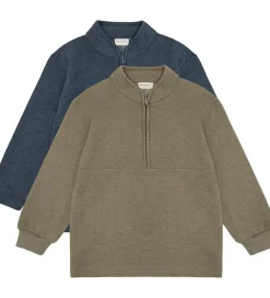 Minymo Sweatshirt m. Lynlås - 2-pak - Vetiver