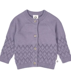Müsli Cardigan - Strik - Leaf - Lilac Fog m. Hulmønster