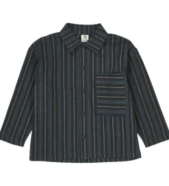 Müsli Skjorte - Stripe - Night Blue/Moss/Stormy Blue