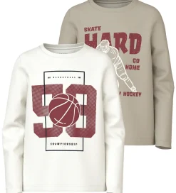 Name It Bluser - 2-pak - NkmVux - Island Fossil/Cloud Dancer 98