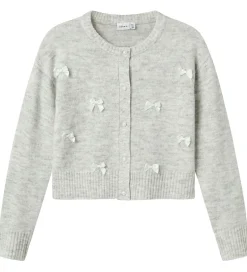 Name It Cardigan - Strik - NkfKarin - Lysegråmeleret/Sløjfer