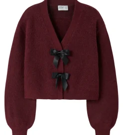 Name It Cardigan - Strik - NkfRina - Burgundy/BLACK BOW