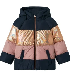 Name It Dynejakke - NmfMille - Dark Sapphire m. Striber