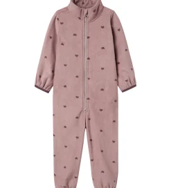 Name It Fleecedragt - NmnSpektra - Woodrose m. Hjerter