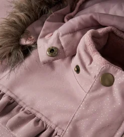 Name It Flyverdragt - NmfSnow10 - Woodrose m. Guldprikker/Flæser