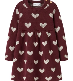 Name It Kjole - Strik - NbfOana - Burgundy/Peyote Heart