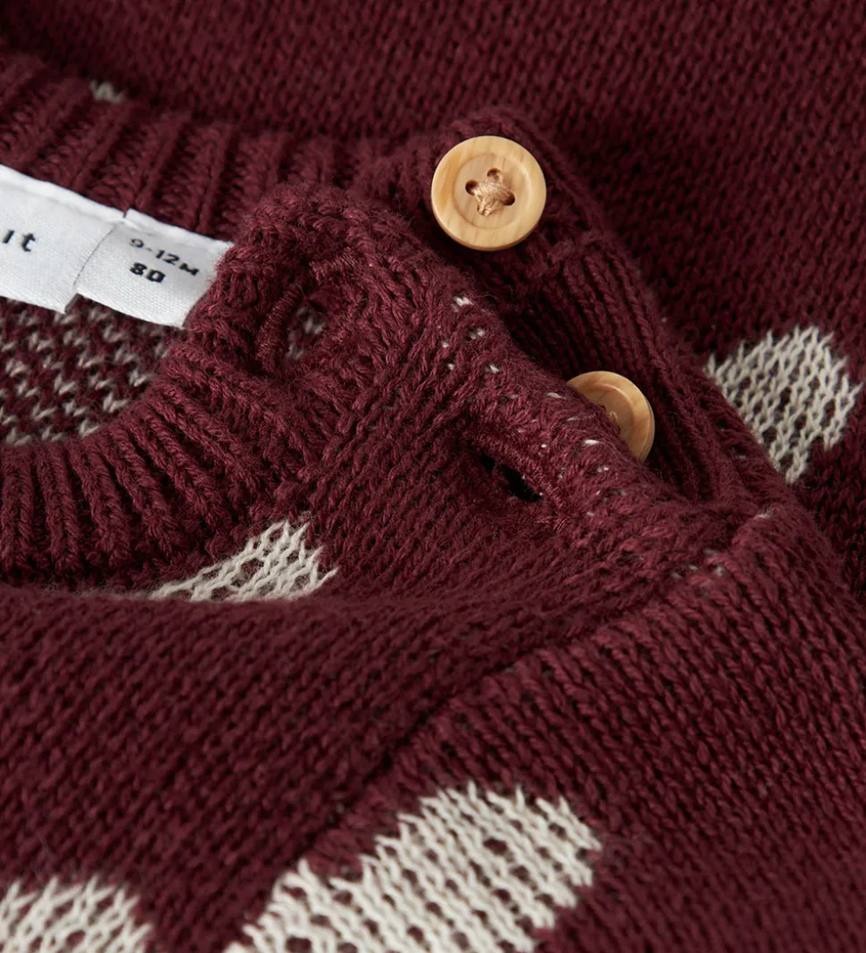 Name It Kjole - Strik - NbfOana - Burgundy/Peyote Heart