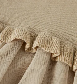 Name It Kjole - Strik - NmfRefraja - Cement m. Glimmer/Tyl