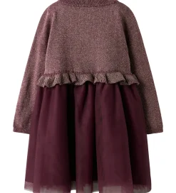 Name It Kjole - Strik - NmfRefraja - Burgundy m. Glimmer/Tyl