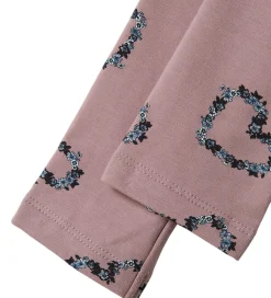 Name It Leggings m. Fleece - NmfOlukria - Toadstool m. Hjerter