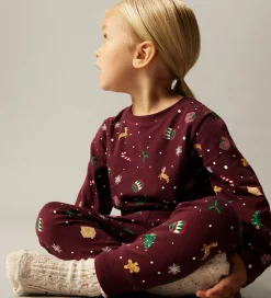 Name It Nattøj - 2-Delt - NmnVismas - Burgundy/Xmas - AOP