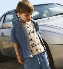 Name It Skjorte k/æ - Hør/Bomuld - NmmPeter - Mørkeblå Denim