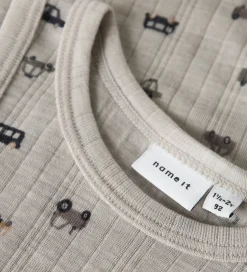 Name It Undertrøje - Uld - Rib - Nacreous Cloud/Small cars