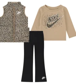 Nike Sæt - Vest/Bukser/Bluse - Sort/Leopard