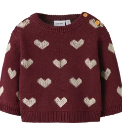 Nmae It Bluse - Strik - NbfOana - Burgundy/Peyote Heart