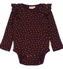Petit Piao Body l/æ - Rib - Modal - Dark Grape m. Hjerter