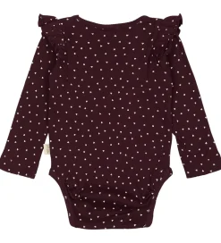 Petit Piao Body l/æ - Rib - Modal - Dark Grape m. Hjerter