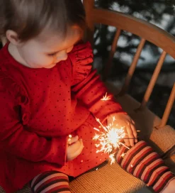 Petit Piao Kjole - Rib - Modal - Frill - Jet Red/Biking Red