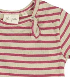 Petit Piao Sommerdragt - Rib - Modal - Light Berry/Dark Off Whit