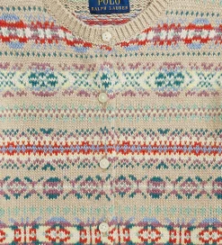 Polo Ralph Lauren Cardigan - Bomuld/Uld - Beige/Multifarvet