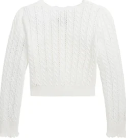 Polo Ralph Lauren Cardigan - Strik - Hvid m. Hulmønster