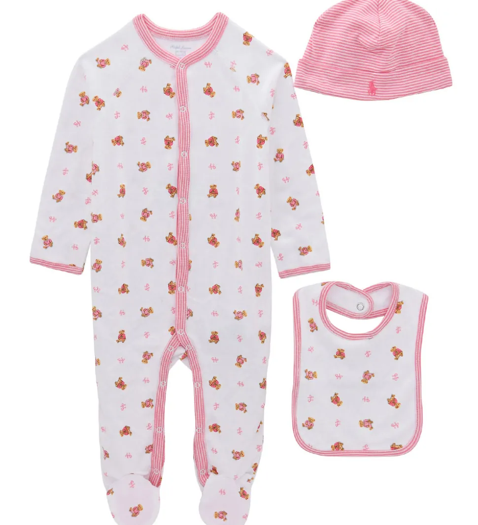 Polo Ralph Lauren Gaveæske - 3 Dele - Hvid/Rosa m. Bamser