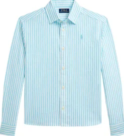 Polo Ralph Lauren Skjorte - Hør - Lyseblå/Hvidstribet