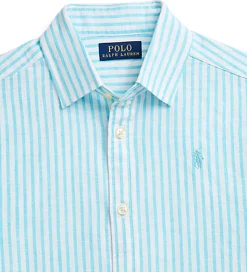 Polo Ralph Lauren Skjorte - Hør - Lyseblå/Hvidstribet