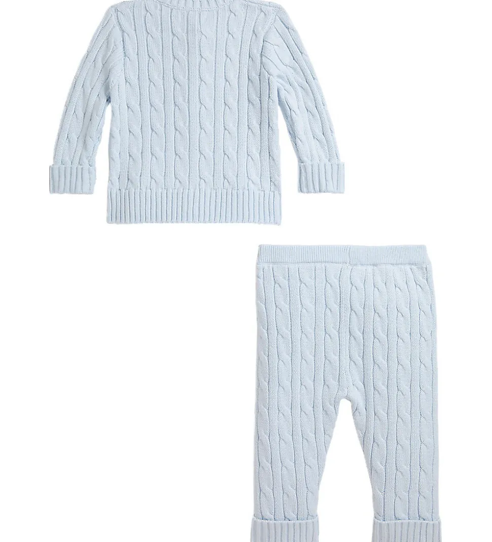 Polo Ralph Lauren Sæt - Cardigan/Bukser - Strik - Pearl Blue