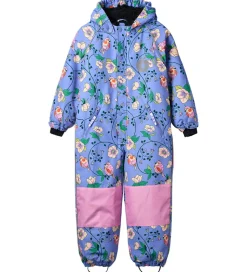 Småfolk Flyverdragt - Purple Delight m. Fugle/Blomster