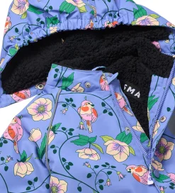 Småfolk Flyverdragt - Purple Delight m. Fugle/Blomster