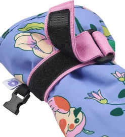 Småfolk Luffer - Purple Delight m. Fugle/Blomster