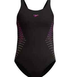 Speedo Badedragt - Placement Muscleback - Sort/Fersken
