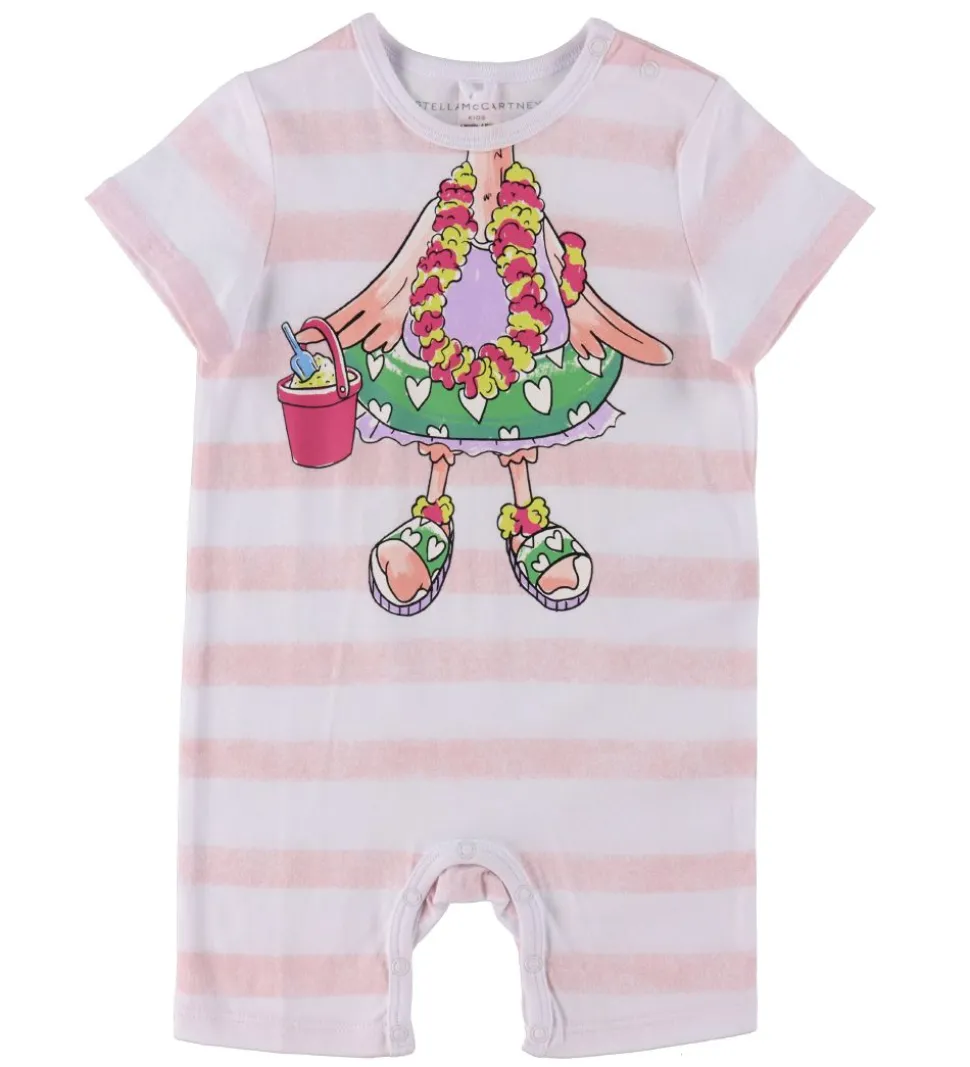 Stella McCartney Kids Sommerdragt - Hvid/Rosastribet m. Flamingo