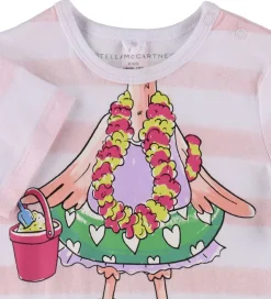 Stella McCartney Kids Sommerdragt - Hvid/Rosastribet m. Flamingo