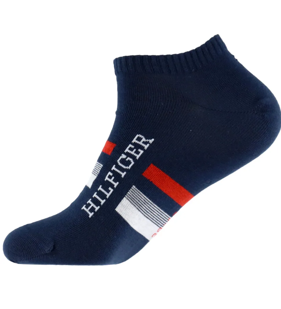 Tommy Hilfiger Ankelstrømper - 2-pak - Navy m. Rød