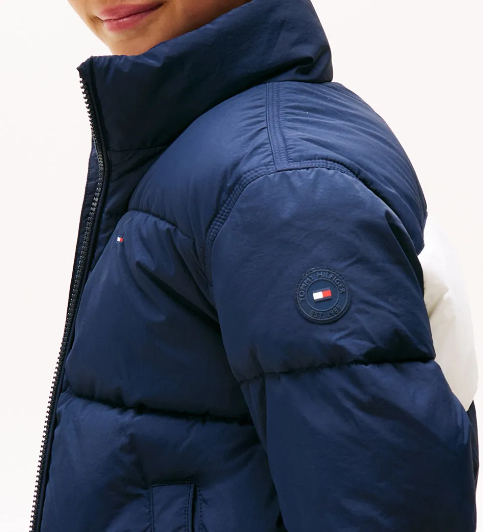 Tommy Hilfiger Dynejakke - Dark Night Navy m. Logo