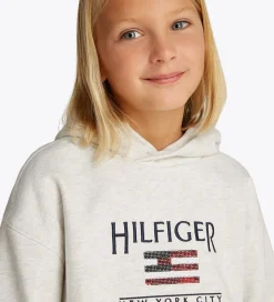 Tommy Hilfiger Hættetrøje - Cropped - Sequin Flag - Snow White H