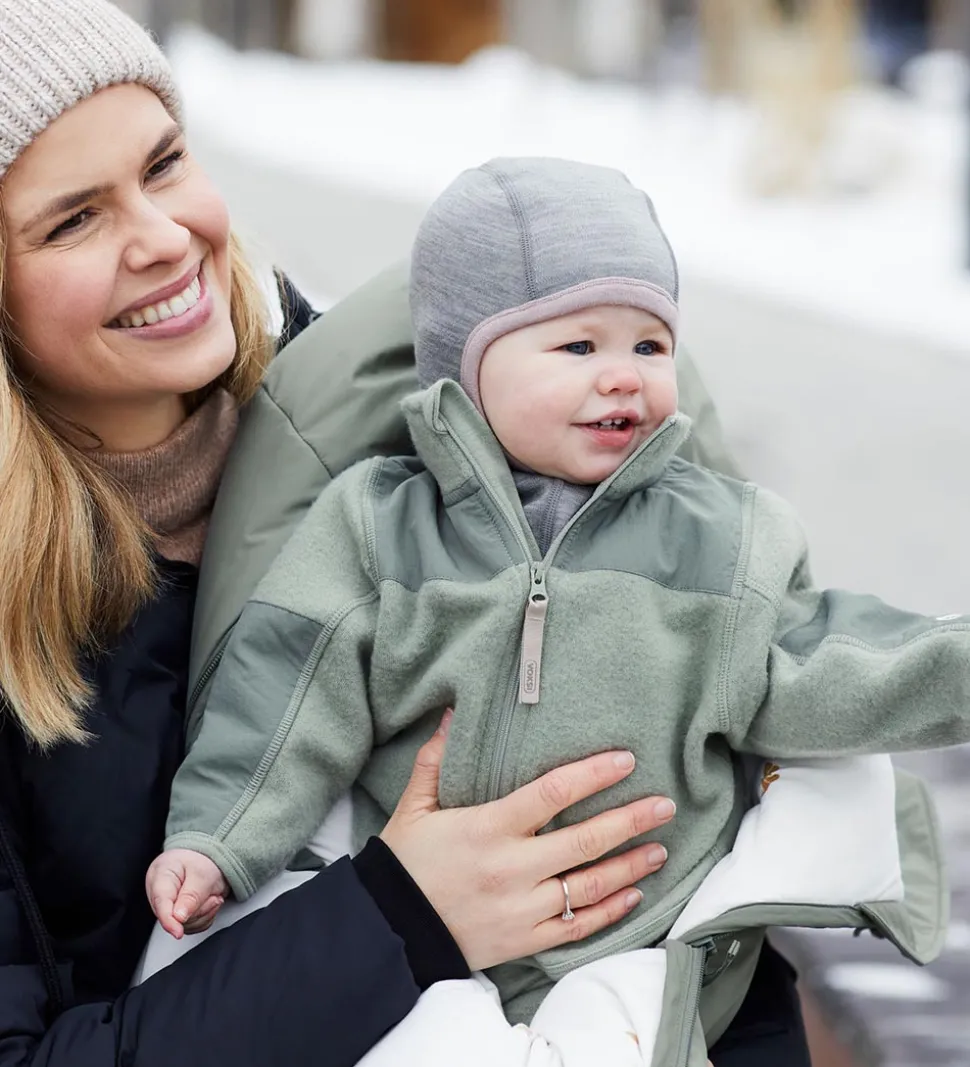 Voksi Fleecejakke - Uld - Støvet Grøn
